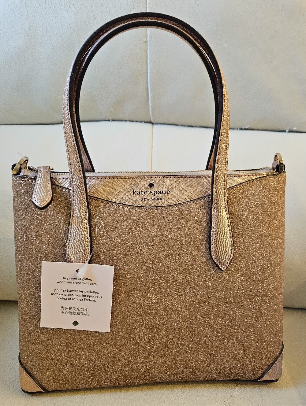 Kate Spade New York Shimmy Glitter Satchel – Rose Gold – NWT